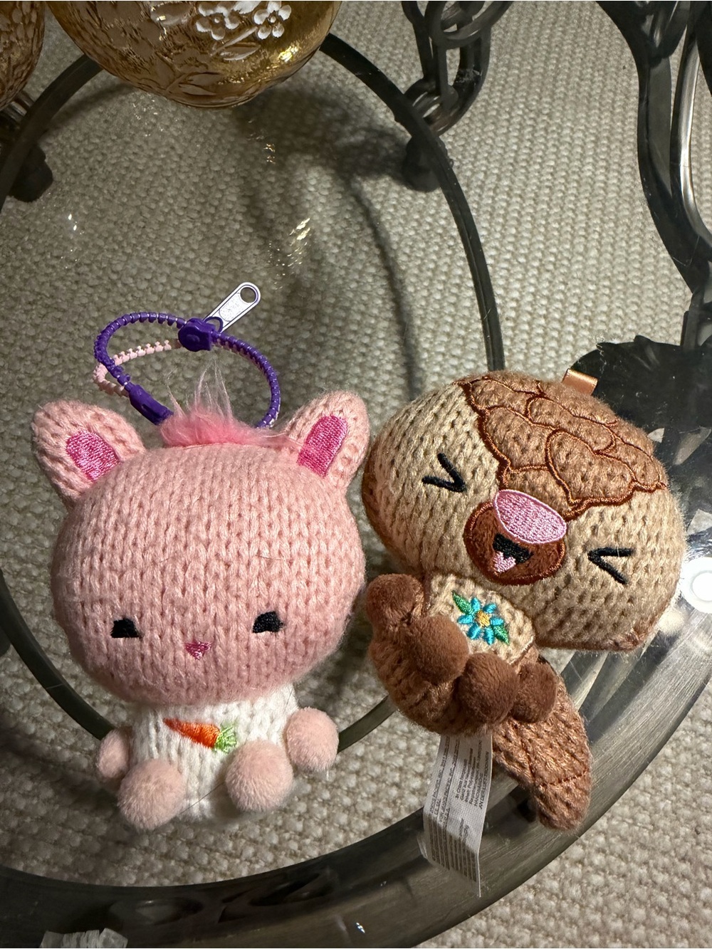 Amuse Plush Keychain Charms Pink & Brown Like New